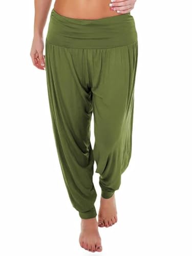 BODYWEAR LTD - Damen Haremshose - Frauen volle Länge Stretch Freizeithose - Hohe Taille - Freizeitkleidung - Perfekt für Yoga, Lounge, Workout, khaki, Medium/Large BODYWEAR LTD - Damen Haremshose - Frauen volle Länge Stretch Freizeithose - Hohe Taille - Freizeitkleidung - Perfekt für Yoga, Lounge, Workout, khaki, Medium/Large von BODYWEAR LTD