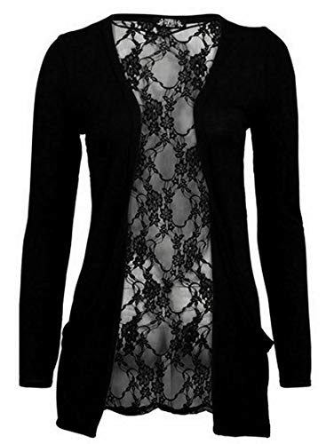 BODYWEAR LTD Damen-Strickjacke mit Spitze, offene Tasche, langärmelig, 10 Farben, Schwarz , S-M BODYWEAR LTD Damen-Strickjacke mit Spitze, offene Tasche, langärmelig, 10 Farben, Schwarz , S-M von BODYWEAR LTD
