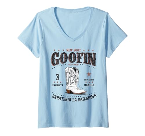 Damen New Boot Goofin' Just Goofin, New Cowboystiefel, echt T-Shirt mit V-Ausschnitt von BOEC Gear