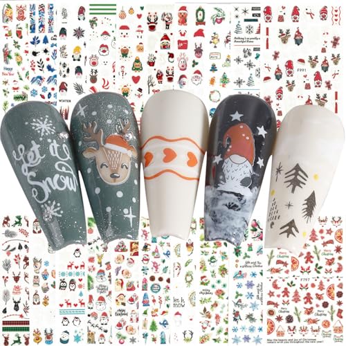 20 Blatt Nagelsticker Weihnachten Nail Art Sticker Nagelaufkleber Selbstklebend Christmas Nail Art Sticker Dekoration Nageldesign Zubehör von BOELLRUNO