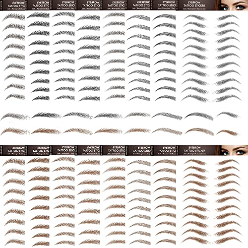 16 Blatt 160 Paare Augenbrauen Tattoo Aufkleber Sticker 6D Haarähnliche Eyebrow Tattoo Aufkleber Augenbrauen Transfer Aufkleber Damen Eyebrow Shaping Schablonen Wasserdicht Braun+schwarz von BOELLRUNO