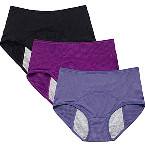 ppactvo Perioden Unterwäsche Ooshi Perioden Unterwäsche Stretch Coverage Pants Seamless Knickers für Frauen Damenhosen Unterwäsche Unterwäsche für Frauen Black+Purple+Blue,3XL von BOENTA