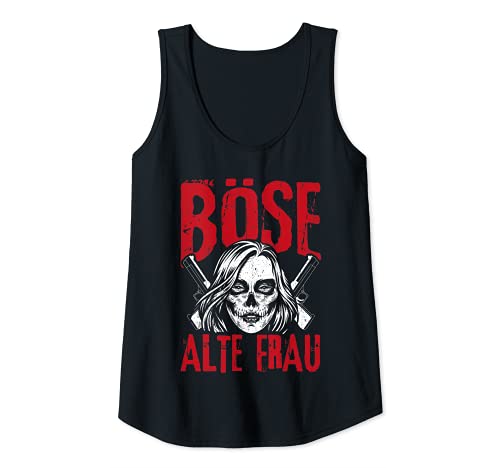 Damen Böse Alte Frau - Totenkopf Alte Weiße Frau Vintage Bikerin Tank Top von BÖSE ALTE FRAU Geschenk-Idee