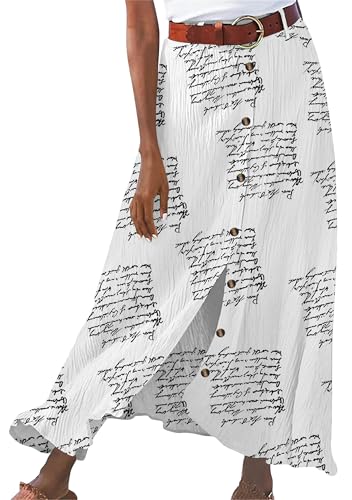BOFETA Frauen Textur Floral Rock Eine Linie Fließende Röcke Sommer Maxi Langen Rock Buchstabe M von BOFETA