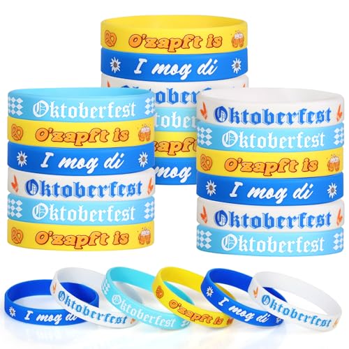 BOFUNX 24 Stücke Oktoberfest Armband Silikon Armbänder Oktoberfest Partygeschenke Männer Frauen Oktoberfest Gummi Armbänder Oktoberfest Deko Wiesn Deko von BOFUNX