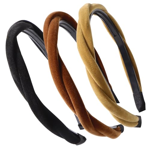 BOFUNX 3 Stücke Damen Haarreifen geflochten Haarband Samt Stirnbänder Trachten Haarreif Dirndl Haarschmuck für Oktoberfest Party Alltag von BOFUNX