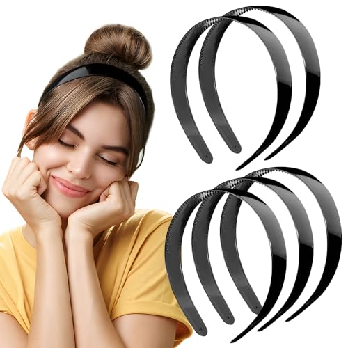 BOFUNX 5 Stücke Haarreif mit Zähnen Stirnbänder Schwarz Kunststoff Haarbänder 25mm Breit Haarreif DIY Stirnbänder für Mädchen Frauen von BOFUNX