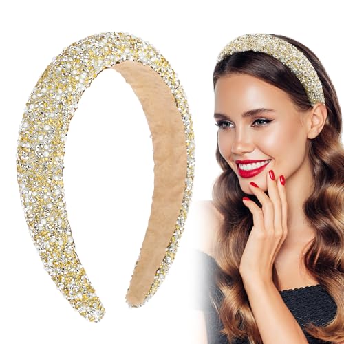 BOFUNX Damen Haarreif Glitzer Strass Haarreif Breit Haarband Stirnbänder für Frauen Mädchen Geburtstagsgeschenk Hochzeit Braut Haarschmuck von BOFUNX
