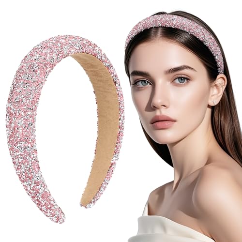 BOFUNX Damen Haarreif Glitzer Strass Haarreif Breit Haarband Stirnbänder für Frauen Mädchen Geburtstagsgeschenk Hochzeit Braut Haarschmuck von BOFUNX