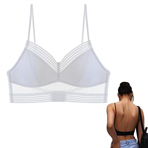 BOFUNX Damen Rückenfreier BH Kabelloser U-Förmiger Rücken BH Tief V Ohne Bügel Comfort Lifting-BH für Sommer Kleider (L, weiß) von BOFUNX