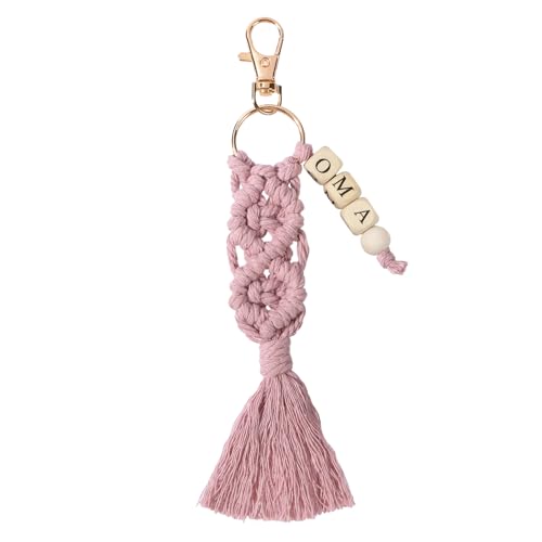 BOFUNX Oma Geschenk Oma Schlüsselanhänger Rosa Gestrickte Quaste Schlüsselanhänger Großmutter Geschenk für Geburtstag Muttertag Großelterntag Weihnachten Neujahr von BOFUNX