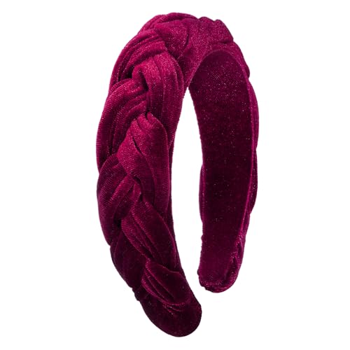 BOFUNX Samt Haarreif Dirndl Damen Geflochten Stirnband Breit Vintage Harrband Trachten Haarschmuck Oktoberfest für Fasching Karneval Oktoberfest Weihnachten von BOFUNX