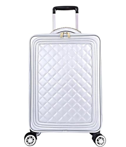 BOGAZY Koffer Trolley Reisegepäck, Weiches, Aufrechtes, Robustes Gepäck Mit 4 Spinnerrädern Für Damen Reisekoffer Rollkoffer (Color : White, Size : 16in) von BOGAZY