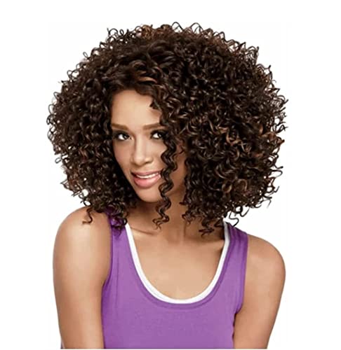 Haar PerüCke Afro-Perücken Für Schwarze Frauen, Kurze, Verworrene, Lockige, Volle Perücken, Synthetische, Hitzebeständige Perücken TäGlichen Gebrauch PerüCke (Color : Brown, Size : 30cm) von BOGAZY