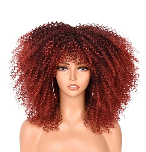 Haar PerüCke Damenperücke, Kurz, Lockig, Im Afrikanischen Stil, Mit Pony, Für Afro-Frauen, Lockige Perücke TäGlichen Gebrauch PerüCke (Color : I, Size : As shown) von BOGAZY