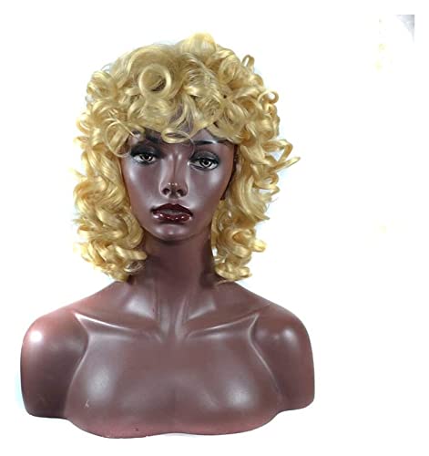 Haar PerüCke Kurze Afro-lockige Kunsthaarperücken Für Schwarze Frauen, Rot-Schwarz-Gold, Lockere, Lockige, Flauschige Schulterlänge TäGlichen Gebrauch PerüCke (Color : Gold, Size : 14in) von BOGAZY