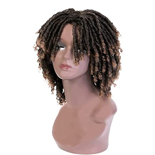 Haar PerüCke Lockige Perücken Für Schwarze Frauen, Afro Kinky Curly Perücke Mit Pony Kinky Curly Afro Perücke Mit Pony TäGlichen Gebrauch PerüCke (Color : A, Size : 35cm) von BOGAZY