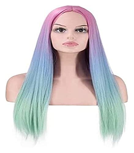 Haar PerüCke Regenbogen-Perücken für Frauen, farbige Perücken, weiche synthetische lange Perücke, Haarersatz-Perücken, Cosply-Perücke TäGlichen Gebrauch PerüCke von BOGAZY