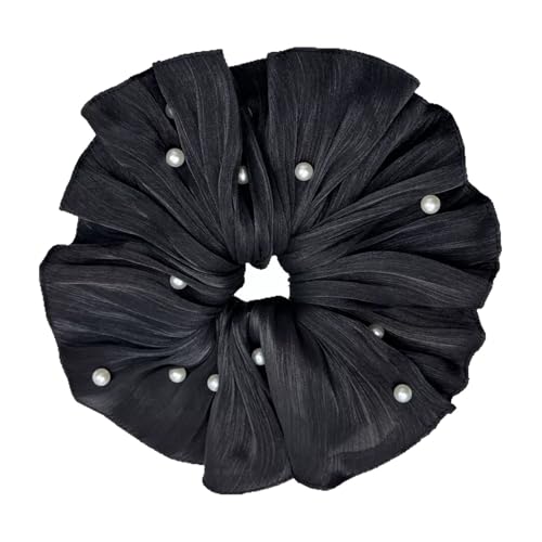 BOGEEL Elegantes, französisch inspiriertes Perlen-Haargummi mit Rüschenstoff, modischer Haarschmuck für Damen und Mädchen von BOGEEL