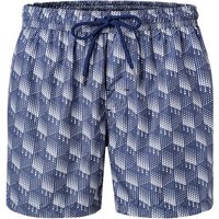 BOGGI MILANO Herren Badeshorts blau Mikrofaser Gemustert von BOGGI MILANO