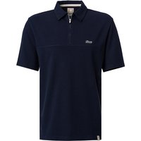 BOGGI MILANO Herren Zip-Polo blau Baumwoll-Piqué von BOGGI MILANO