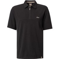 BOGGI MILANO Herren Zip-Polo schwarz Baumwoll-Piqué von BOGGI MILANO