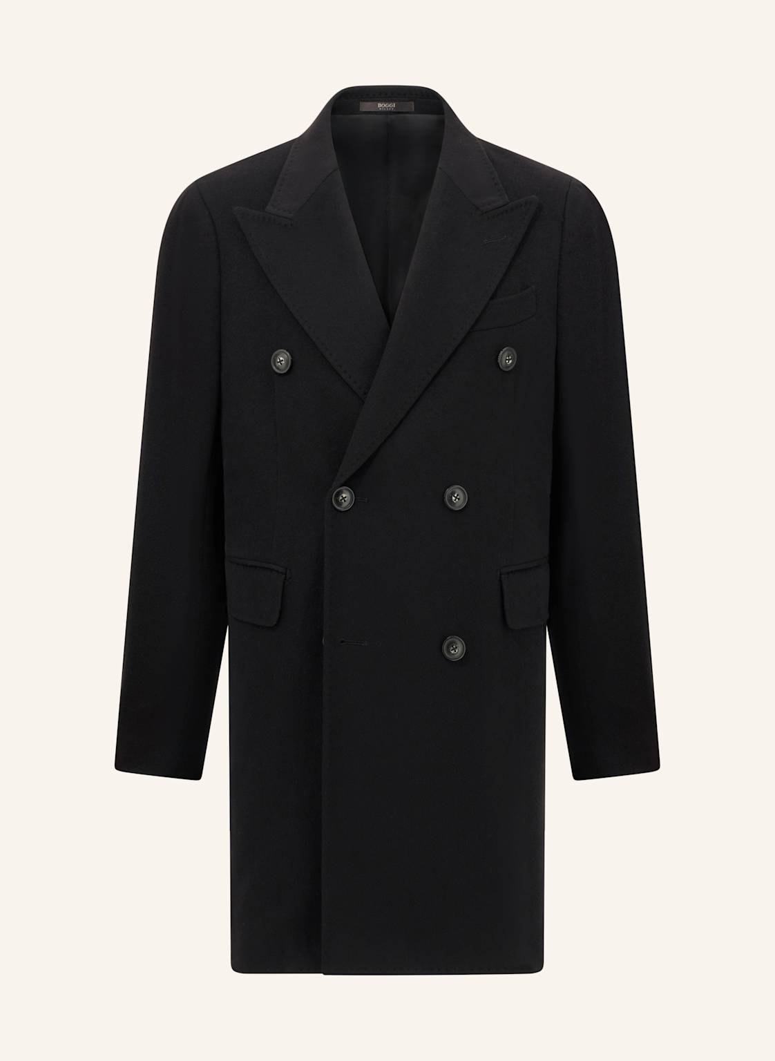 Boggi Milano Double-Breasted Coat In Pure Cashmere. schwarz von BOGGI MILANO