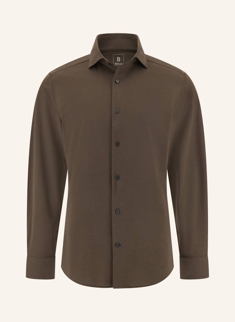Boggi Milano Jerseyhemd Regular Fit braun von BOGGI MILANO