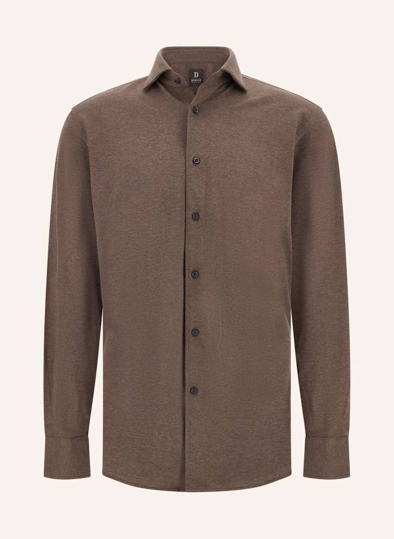 Boggi Milano Jerseyhemd Regular Fit braun von BOGGI MILANO