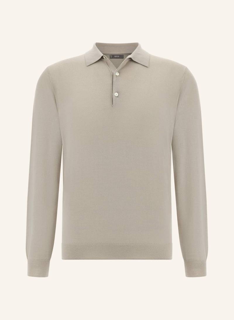 Boggi Milano Knitted Merino Polo Shirt braun von BOGGI MILANO