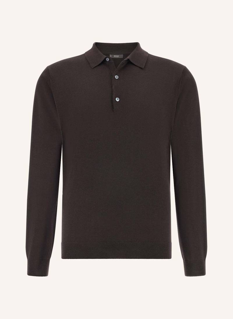 Boggi Milano Knitted Merino Polo Shirt braun von BOGGI MILANO