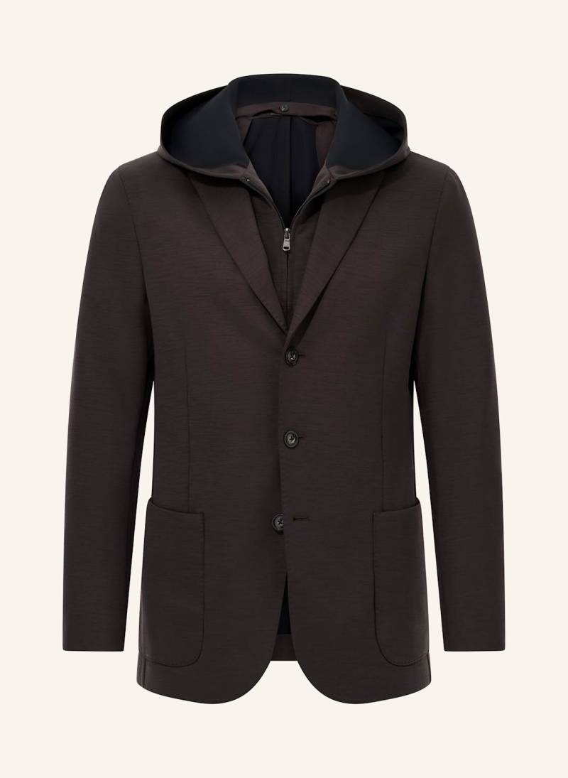 Boggi Milano Madison Sweatshirt Jacket In A Wool Blend braun von BOGGI MILANO