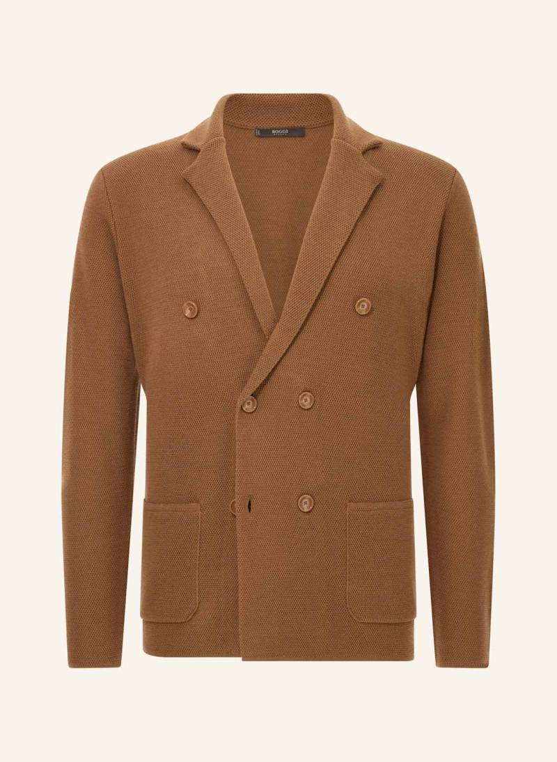 Boggi Milano Merino Wool Double-Breasted Jacket braun von BOGGI MILANO