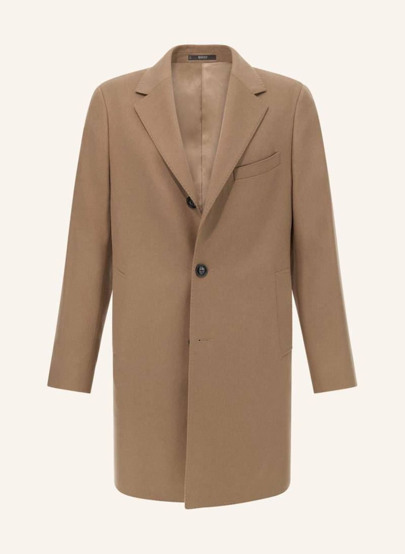 Boggi Milano Single-Breasted Coat In Pure Cashmere. beige von BOGGI MILANO