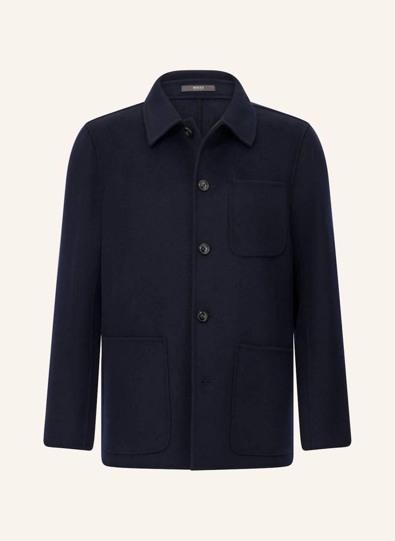 Boggi Milano Work Shirt Jacket In Wool blau von BOGGI MILANO
