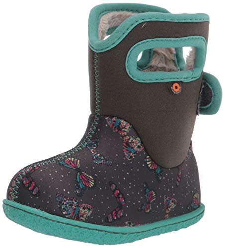 BOGS Baby Waterproof Snowboot Regenstiefel, Schmetterlinge-dunkelgrau, 24.5 EU von BOGS