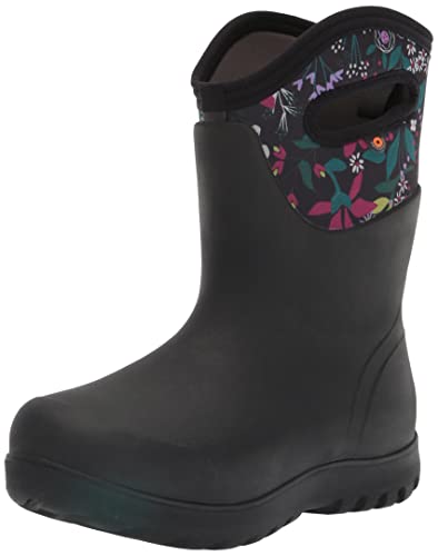 BOGS Damen Neo-Classic Mid Waterproof Stiefel Gummistiefel, Karton mit Blumendruck, Schwarz, 39 EU von BOGS