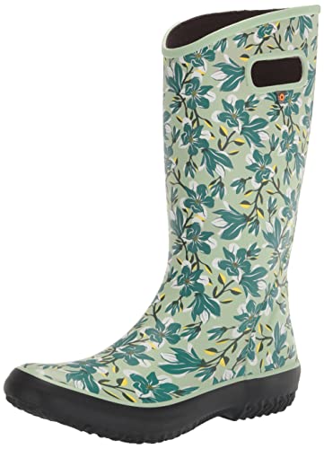 BOGS Damen Regenstiefel, wasserdicht Gummistiefel, Magnolien-Druck – Mintgrün, 38 EU von BOGS