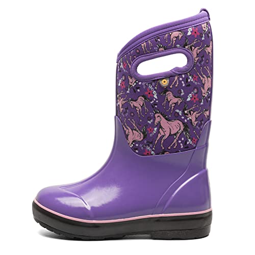 Bogs Kids Classic Waterproof Rain Boot, Unicorn Awesome Print - Violet Multi, Size 7 Little Kid von BOGS