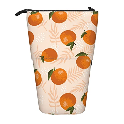 BOHHO Teleskop-Bleistifttasche, Obst von Orangen und Blättern, Muster, Federmäppchen, Stifthalter, Make-up-Tasche, Kosmetik-Organizer, Box, Unisex von BOHHO