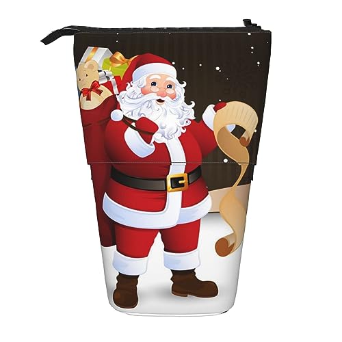 BOHHO Teleskop-Bleistifttasche, Weihnachtsmann-Motiv, Federmäppchen, Stifthalter, Make-up-Tasche, Kosmetik-Organizer, Box, Unisex von BOHHO