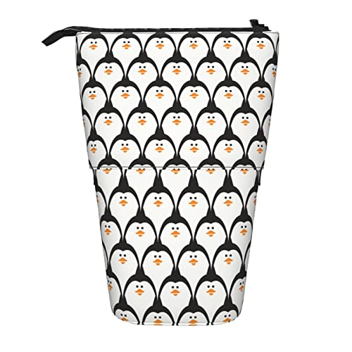 BOHHO Teleskop-Bleistifttasche, niedlicher Pinguin, Federmäppchen, Stifthalter, Make-up-Tasche, Kosmetik-Organizer, Tasche, Box, Unisex von BOHHO