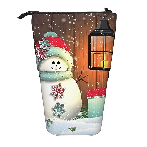 BOHHO Teleskop-Bleistifttasche, niedlicher Schneemann, Federmäppchen, Stifthalter, Make-up-Tasche, Kosmetik-Organizer, Tasche, Box, Unisex von BOHHO