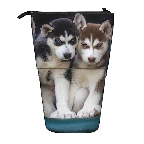 BOHHO Teleskop-Bleistifttasche, niedliches Husky-Federmäppchen, Stifthalter, Make-up-Tasche, Kosmetik-Organizer, Box, Unisex von BOHHO