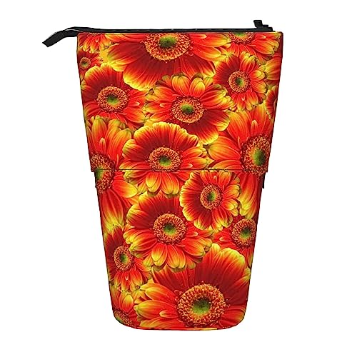 BOHHO Teleskop-Bleistifttasche, orangefarbene Sonnenblume, Federmäppchen, Stifthalter, Make-up-Tasche, Kosmetik-Organizer, Tasche, Box, Unisex von BOHHO