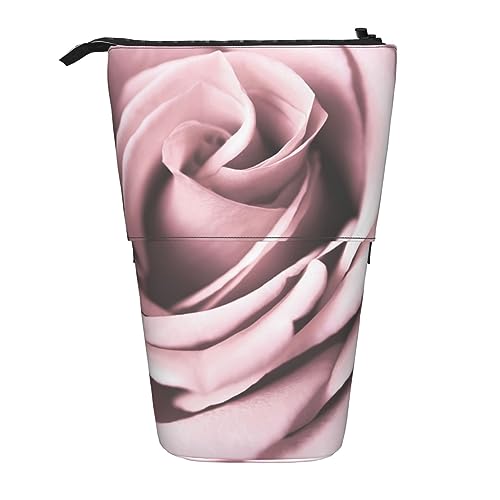 BOHHO Teleskop-Bleistifttasche, rosa Rose, Nahaufnahme, Federmäppchen, Stiftetui, Halter, Make-up-Tasche, Kosmetik-Organizer, Tasche, Box, Unisex von BOHHO