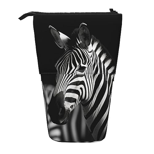 BOHHO Teleskop-Bleistifttasche, schwarz-weißes Zebra-Federmäppchen, Stiftetui, Make-up-Tasche, Kosmetik-Organizer, Box, Unisex von BOHHO