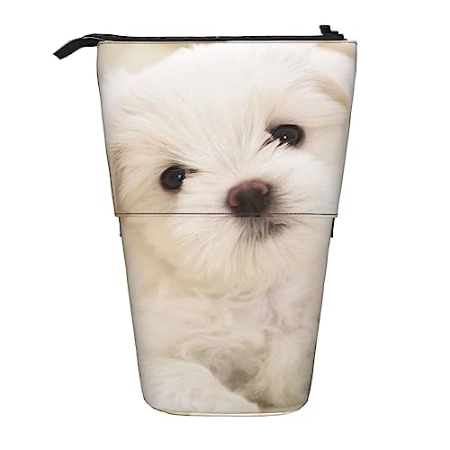 BOHHO Teleskop-Federmäppchen, Motiv: West Highland White Terrier, Federmäppchen, Stifthalter, Make-up-Tasche, Kosmetik-Organizer, Box, Unisex von BOHHO