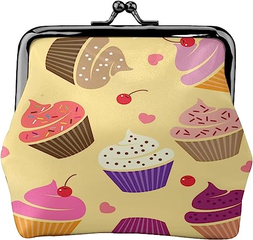 Geldbörse, Portemonnaie, Motiv: Cupcake-Kirsche, Schnalle, Leder, Vintage-Beutel, Kiss-Lock-Wechselgeldbörse, Mini-Geldbörsen für Damen und Mädchen von BOHHO