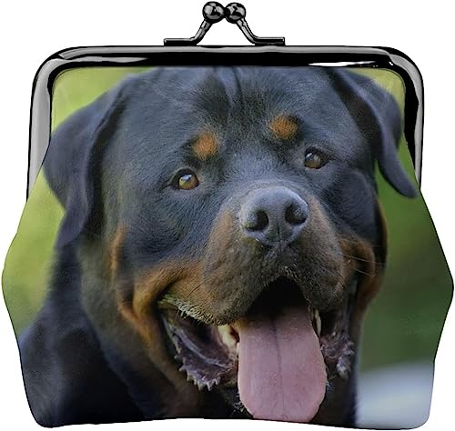 Geldbörse, Rottweiler-Hund, Schnalle, Leder, Vintage-Beutel, Kiss-Lock-Wechselgeldbörse, Mini-Geldbörsen für Damen und Mädchen von BOHHO